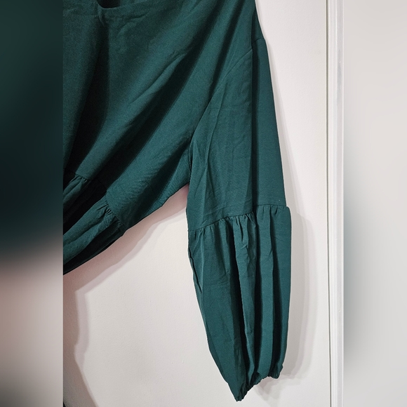 Nwot emerald green knee length Women's Long Sleeve V-neck dress 2XL - Picture 3 of 6